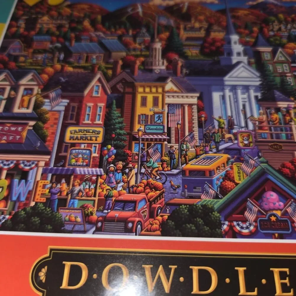 Dowdle Folk Art Stowe Vermont 500 Piece Jigsaw Puzzle